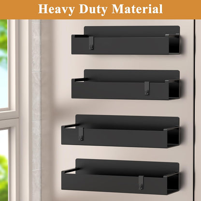 Magnetic Spice Rack Organizer for Refrigerator and Oven, Black Fridge Organizers and Storage for Kitchen | Kitchen Magnetic Shelf for Fridge, Spice Organizer and Storage, Baby Bottle Holder for Fridge, Magnetic Tea Bag Organizer