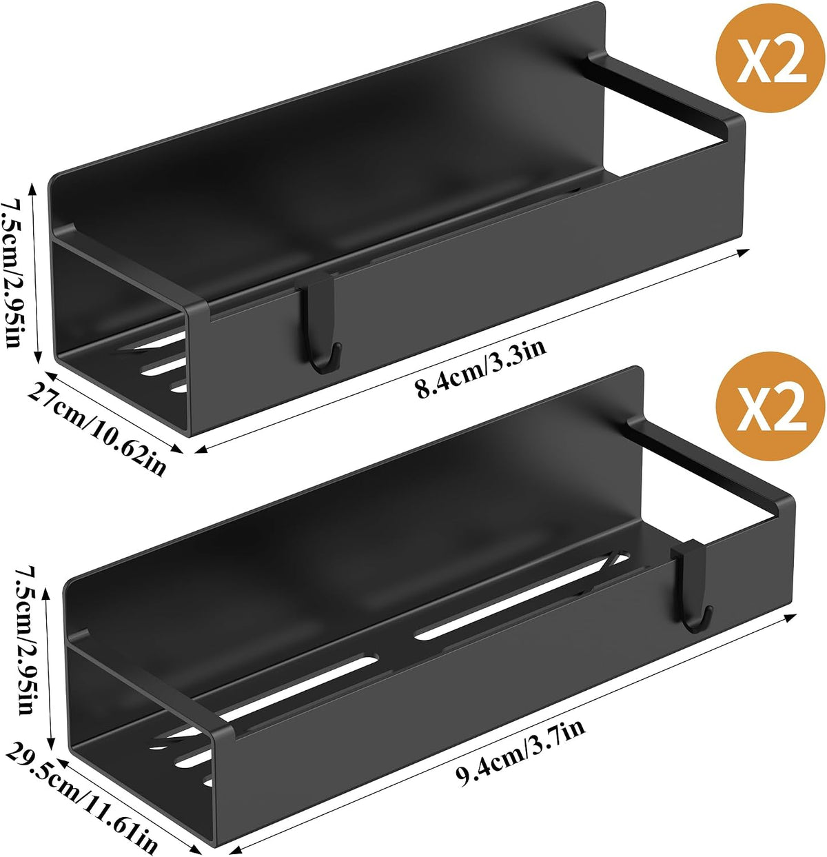 Magnetic Spice Rack Organizer for Refrigerator and Oven, Black Fridge Organizers and Storage for Kitchen | Kitchen Magnetic Shelf for Fridge, Spice Organizer and Storage, Baby Bottle Holder for Fridge, Magnetic Tea Bag Organizer