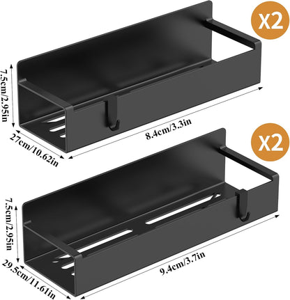 Magnetic Spice Rack Organizer for Refrigerator and Oven, Black Fridge Organizers and Storage for Kitchen | Kitchen Magnetic Shelf for Fridge, Spice Organizer and Storage, Baby Bottle Holder for Fridge, Magnetic Tea Bag Organizer