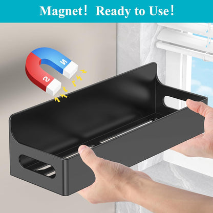 Magnetic Spice Rack Organizer for Refrigerator and Oven, Black Fridge Organizers and Storage for Kitchen | Kitchen Magnetic Shelf for Fridge, Spice Organizer and Storage, Baby Bottle Holder for Fridge, Magnetic Tea Bag Organizer