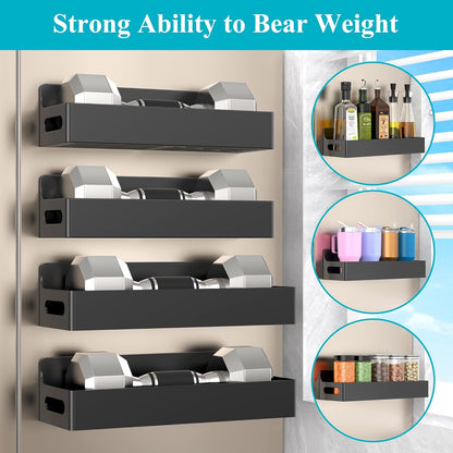 Magnetic Spice Rack Organizer for Refrigerator and Oven, Black Fridge Organizers and Storage for Kitchen | Kitchen Magnetic Shelf for Fridge, Spice Organizer and Storage, Baby Bottle Holder for Fridge, Magnetic Tea Bag Organizer