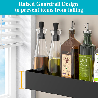 Magnetic Spice Rack Organizer for Refrigerator and Oven, Black Fridge Organizers and Storage for Kitchen | Kitchen Magnetic Shelf for Fridge, Spice Organizer and Storage, Baby Bottle Holder for Fridge, Magnetic Tea Bag Organizer