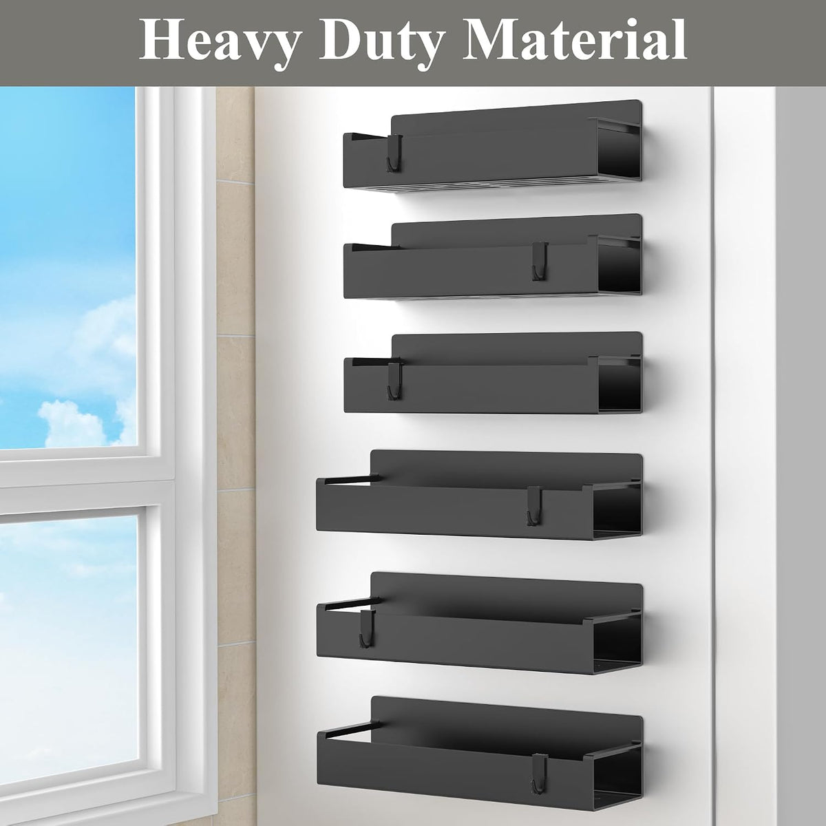 Magnetic Spice Rack Organizer for Refrigerator and Oven, Black Fridge Organizers and Storage for Kitchen | Kitchen Magnetic Shelf for Fridge, Spice Organizer and Storage, Baby Bottle Holder for Fridge, Magnetic Tea Bag Organizer