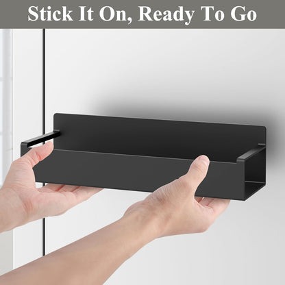 Magnetic Spice Rack Organizer for Refrigerator and Oven, Black Fridge Organizers and Storage for Kitchen | Kitchen Magnetic Shelf for Fridge, Spice Organizer and Storage, Baby Bottle Holder for Fridge, Magnetic Tea Bag Organizer