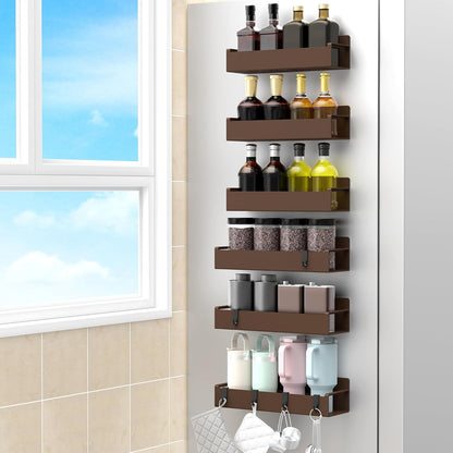 Magnetic Spice Rack Organizer for Refrigerator and Oven, Black Fridge Organizers and Storage for Kitchen | Kitchen Magnetic Shelf for Fridge, Spice Organizer and Storage, Baby Bottle Holder for Fridge, Magnetic Tea Bag Organizer