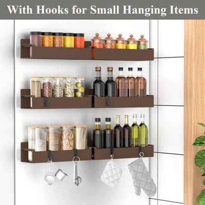 Magnetic Spice Rack Organizer for Refrigerator and Oven, Black Fridge Organizers and Storage for Kitchen | Kitchen Magnetic Shelf for Fridge, Spice Organizer and Storage, Baby Bottle Holder for Fridge, Magnetic Tea Bag Organizer