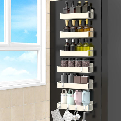 Magnetic Spice Rack Organizer for Refrigerator and Oven, Black Fridge Organizers and Storage for Kitchen | Kitchen Magnetic Shelf for Fridge, Spice Organizer and Storage, Baby Bottle Holder for Fridge, Magnetic Tea Bag Organizer