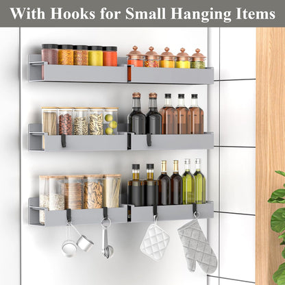 Magnetic Spice Rack Organizer for Refrigerator and Oven, Black Fridge Organizers and Storage for Kitchen | Kitchen Magnetic Shelf for Fridge, Spice Organizer and Storage, Baby Bottle Holder for Fridge, Magnetic Tea Bag Organizer