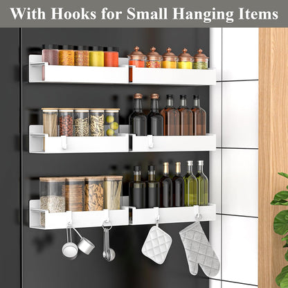 Magnetic Spice Rack Organizer for Refrigerator and Oven, Black Fridge Organizers and Storage for Kitchen | Kitchen Magnetic Shelf for Fridge, Spice Organizer and Storage, Baby Bottle Holder for Fridge, Magnetic Tea Bag Organizer