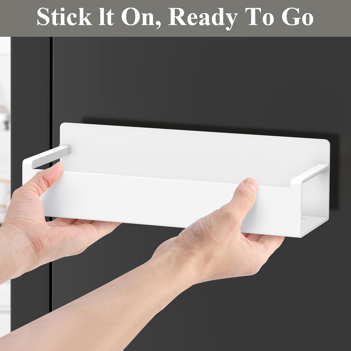 Magnetic Spice Rack Organizer for Refrigerator and Oven, Black Fridge Organizers and Storage for Kitchen | Kitchen Magnetic Shelf for Fridge, Spice Organizer and Storage, Baby Bottle Holder for Fridge, Magnetic Tea Bag Organizer