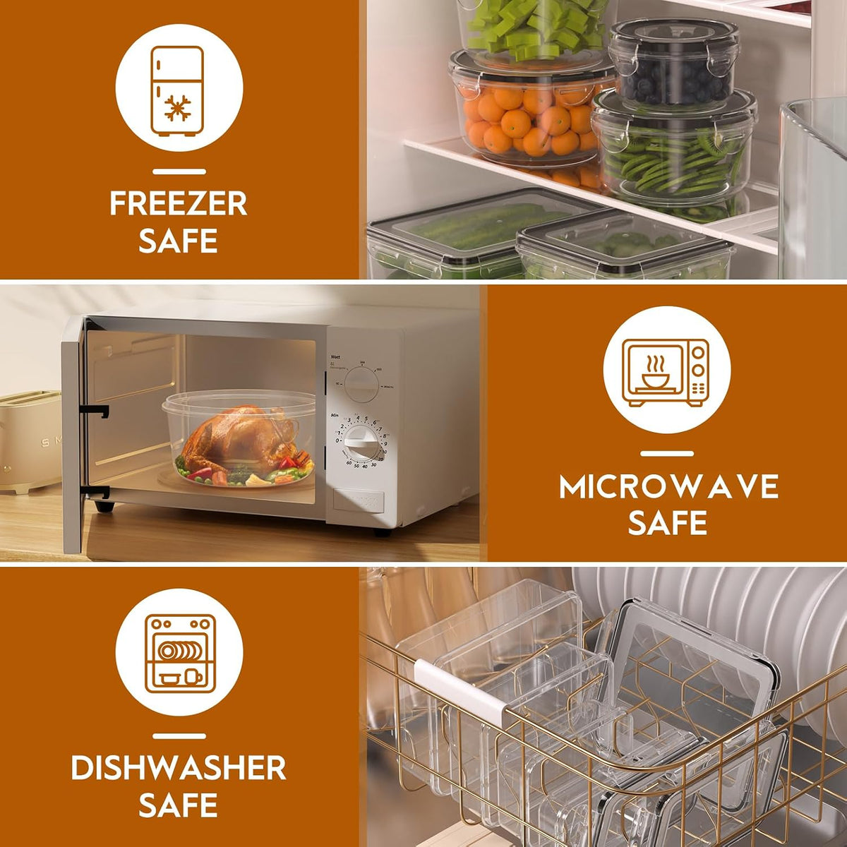 KEMETHY Large Food Storage Containers with Airtight Lids, BPA-free | 20 Containers & 20 Lids, Leak Proof, Meal Prep, Kitchen Storage, PVC-free Plastic, Microwave/Dishwasher Safe, Labels & Pen