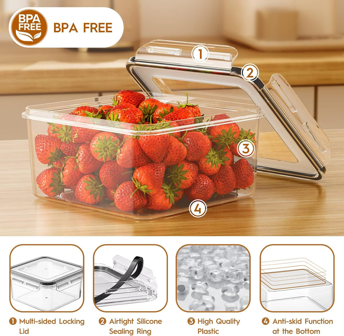KEMETHY Large Food Storage Containers with Airtight Lids, BPA-free | 20 Containers & 20 Lids, Leak Proof, Meal Prep, Kitchen Storage, PVC-free Plastic, Microwave/Dishwasher Safe, Labels & Pen