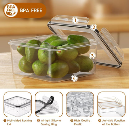 KEMETHY Large Food Storage Containers with Airtight Lids, BPA-free | 20 Containers & 20 Lids, Leak Proof, Meal Prep, Kitchen Storage, PVC-free Plastic, Microwave/Dishwasher Safe, Labels & Pen