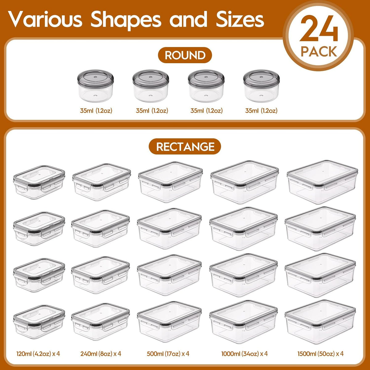 KEMETHY Large Food Storage Containers with Airtight Lids, BPA-free | 20 Containers & 20 Lids, Leak Proof, Meal Prep, Kitchen Storage, PVC-free Plastic, Microwave/Dishwasher Safe, Labels & Pen