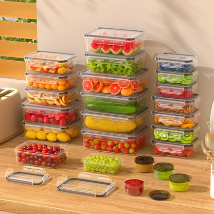 KEMETHY Large Food Storage Containers with Airtight Lids, BPA-free | 20 Containers & 20 Lids, Leak Proof, Meal Prep, Kitchen Storage, PVC-free Plastic, Microwave/Dishwasher Safe, Labels & Pen
