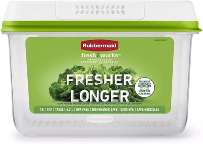 FreshWorks Saver, Large Produce Storage Container, 18.1-Cup, Clear