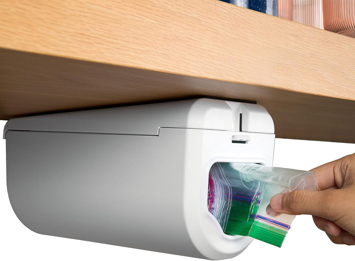 Under Cabinet Sandwich Bag Holder & Dispenser | Front-access Pull Dispensing, Plastic Bag Holder, Sandwich Bag Organizer, Baggie Holders and Organizers, Under Shelf Storage