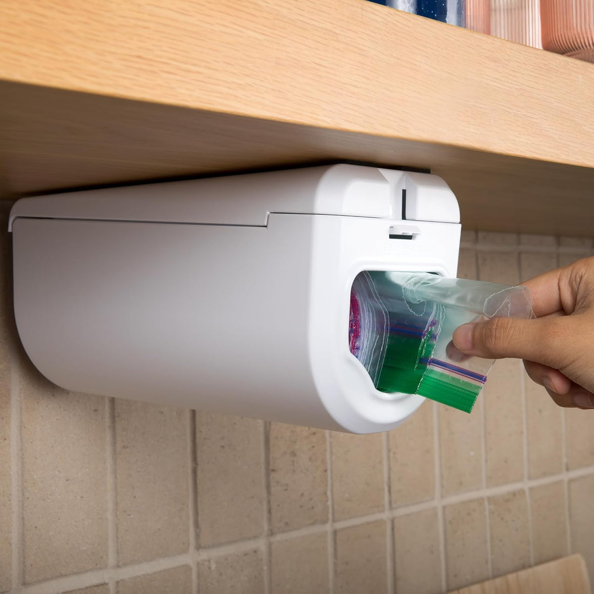Under Cabinet Sandwich Bag Holder & Dispenser | Front-access Pull Dispensing, Plastic Bag Holder, Sandwich Bag Organizer, Baggie Holders and Organizers, Under Shelf Storage