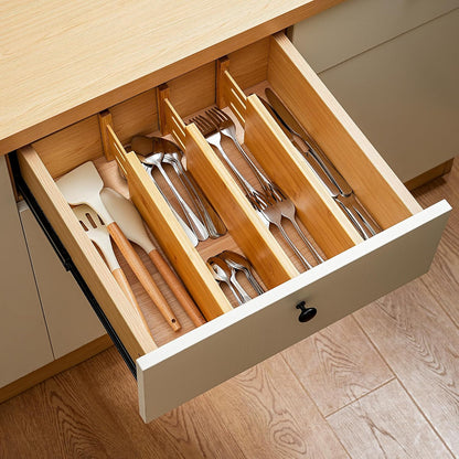 Dresser Drawer Organizers 6 Pack, 4.65'' High Adjustable from 12.5-17‘’ Bamboo Drawer Dividers for Clothing Baby Clothes, Wooden Separators for Dresser Nursery Organization with Soft Foam Ends