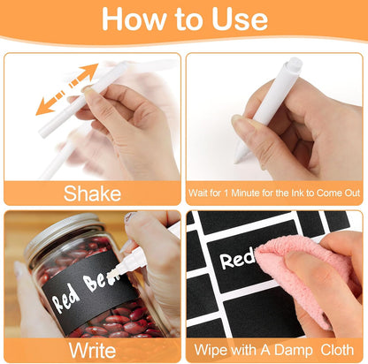 273 Pcs Labels for Jars, Waterproof Reusable Chalkboard Labels