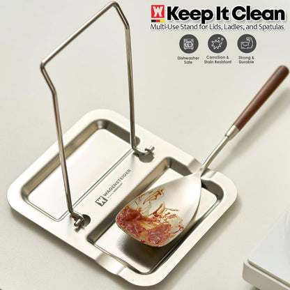 Foldable Stainless Steel Pot Lid Rest, Ladle Holder, Multifunctional Kitchen Organizer Stand, Easy Storage, Dishcloth Rack, Pan Lid Holder, Cooking Utensil Holder Organizer