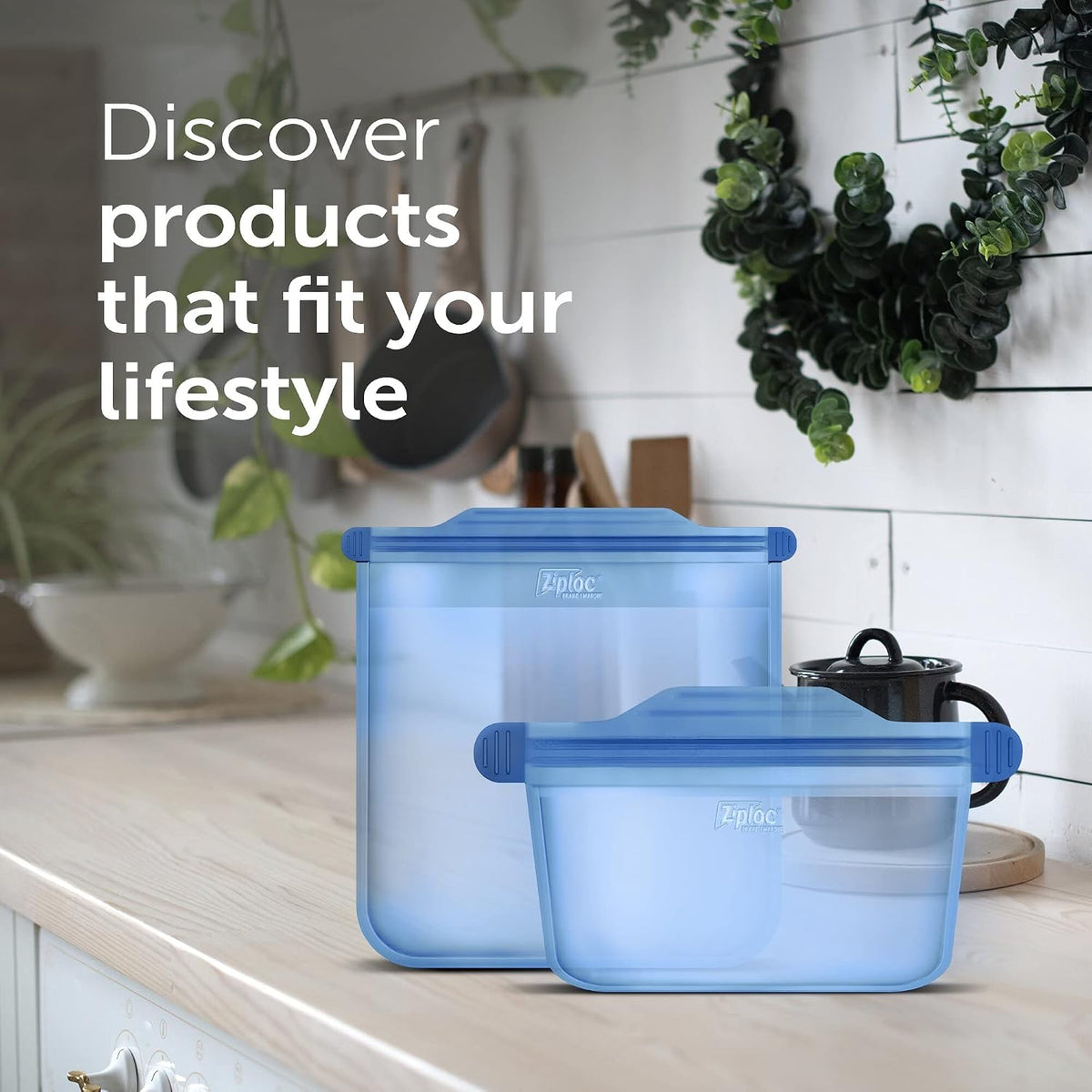 Endurables Large Pouch, 8 Cups, Reusable Silicone Bags and Food Storage Meal Prep Containers for Freezer, Oven, and Dishwasher Safe