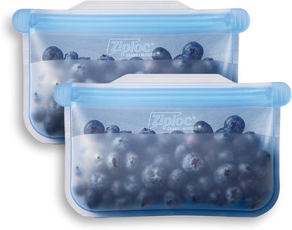 Endurables Large Pouch, 8 Cups, Reusable Silicone Bags and Food Storage Meal Prep Containers for Freezer, Oven, and Dishwasher Safe