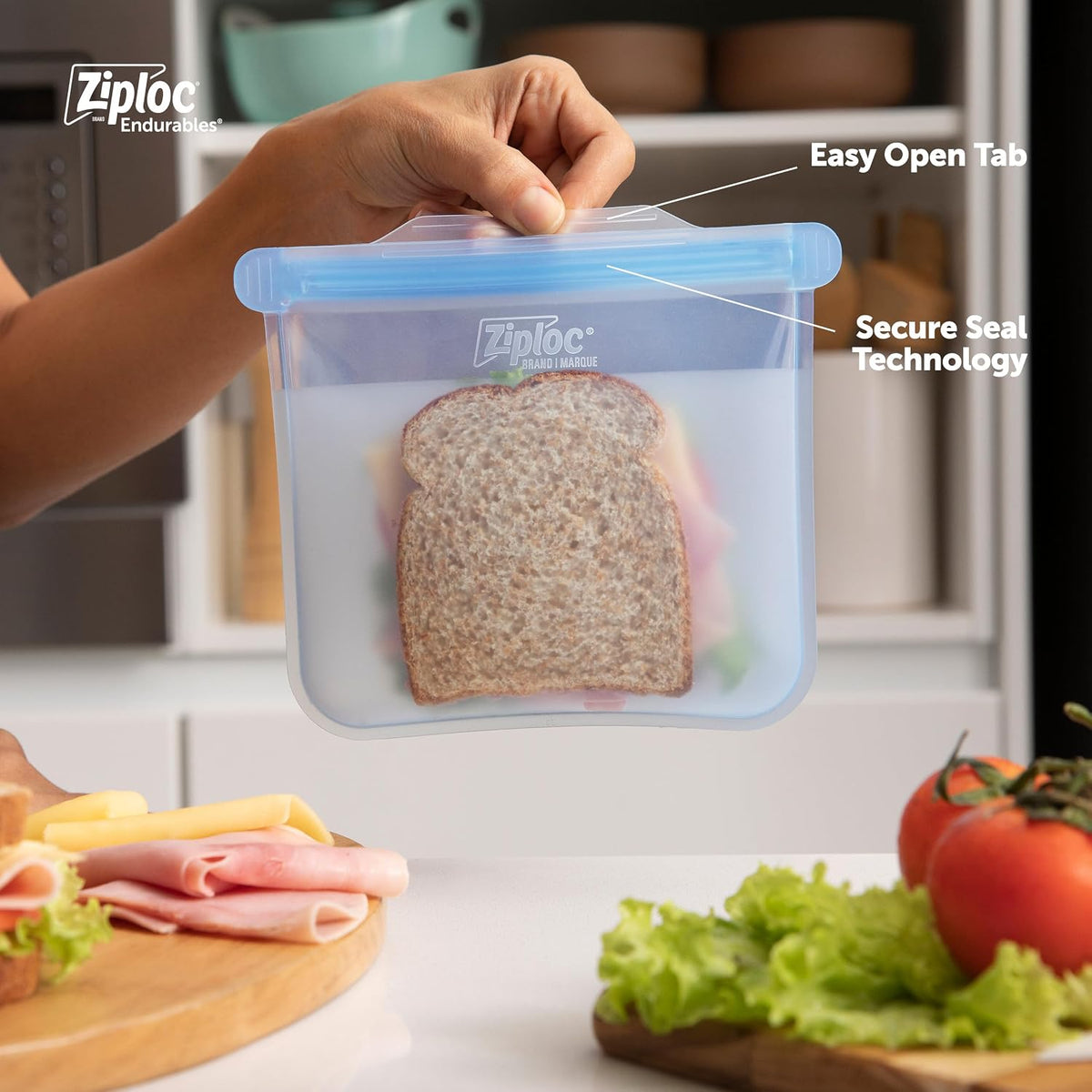 Endurables Large Pouch, 8 Cups, Reusable Silicone Bags and Food Storage Meal Prep Containers for Freezer, Oven, and Dishwasher Safe