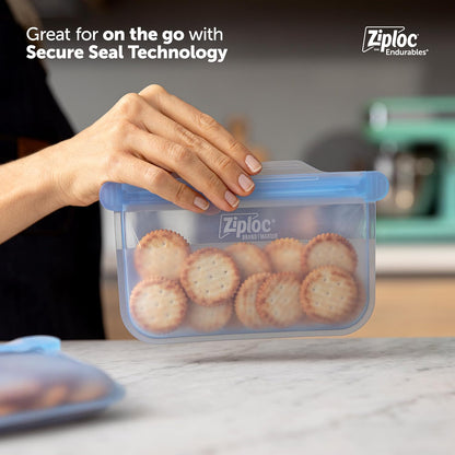 Endurables Large Pouch, 8 Cups, Reusable Silicone Bags and Food Storage Meal Prep Containers for Freezer, Oven, and Dishwasher Safe
