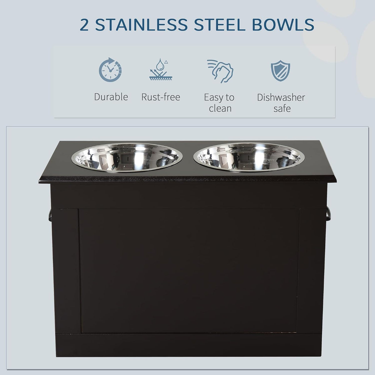 Raised Pet Feeding Storage Station for Large Dogs, Coffee