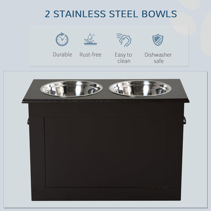 Raised Pet Feeding Storage Station for Large Dogs, Coffee