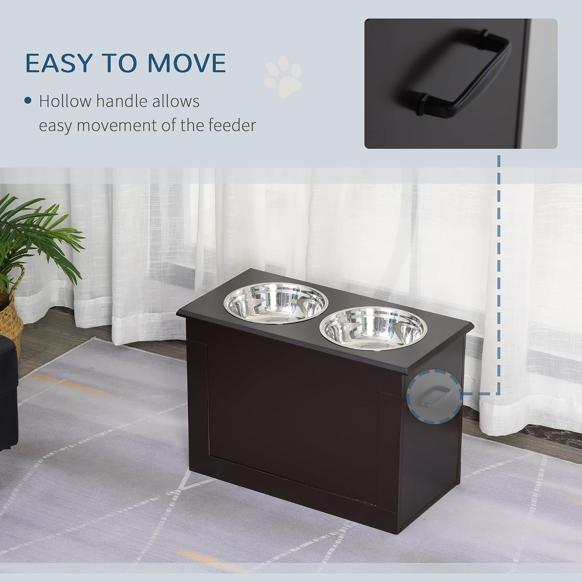 Raised Pet Feeding Storage Station for Large Dogs, Coffee