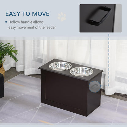 Raised Pet Feeding Storage Station for Large Dogs, Coffee