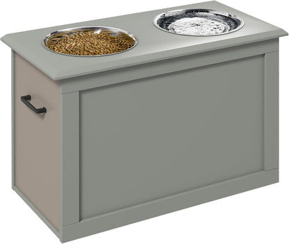 Raised Pet Feeding Storage Station for Large Dogs, Coffee