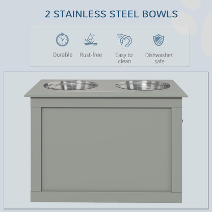 Raised Pet Feeding Storage Station for Large Dogs, Coffee