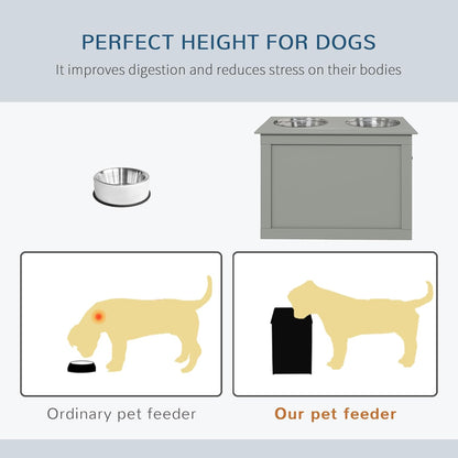 Raised Pet Feeding Storage Station for Large Dogs, Coffee