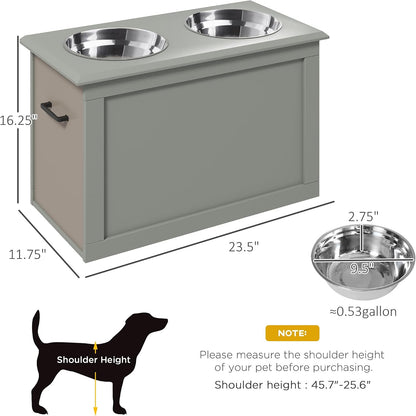 Raised Pet Feeding Storage Station for Large Dogs, Coffee