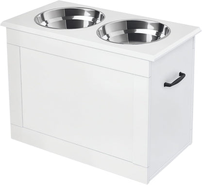 Raised Pet Feeding Storage Station for Large Dogs, Coffee