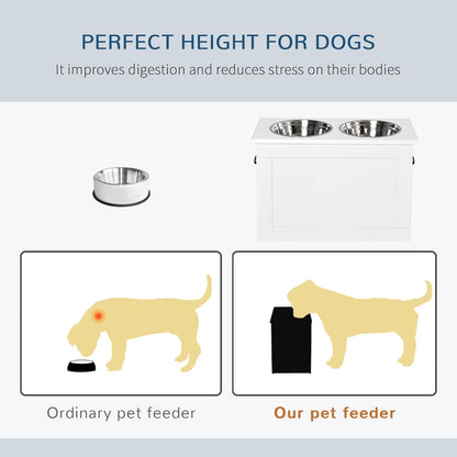 Raised Pet Feeding Storage Station for Large Dogs, Coffee
