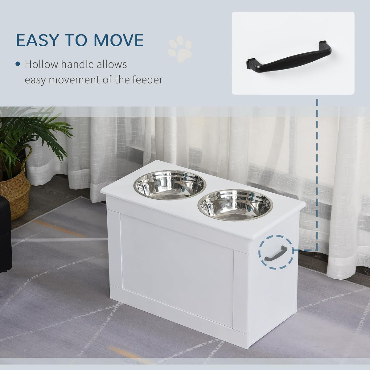 Raised Pet Feeding Storage Station for Large Dogs, Coffee