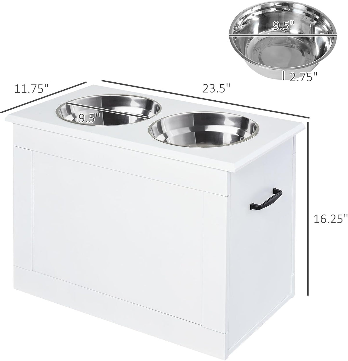 Raised Pet Feeding Storage Station for Large Dogs, Coffee