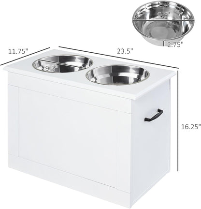 Raised Pet Feeding Storage Station for Large Dogs, Coffee