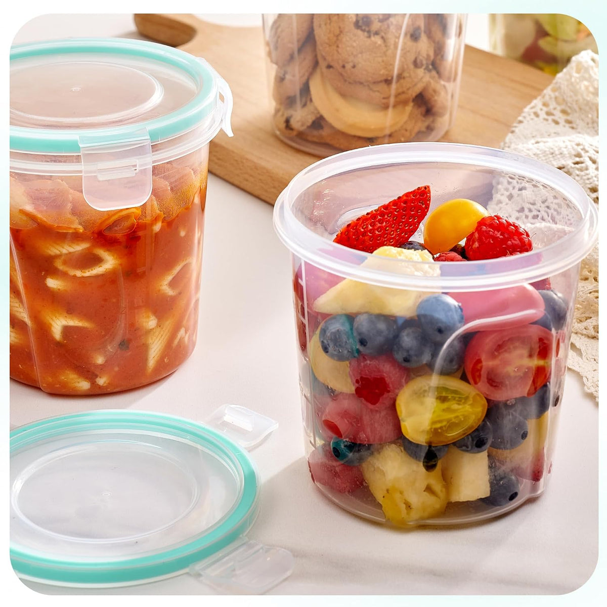 6 Pack 32oz Freezer Storage Containers, Soup Container with Airtight Lids, Reusable Plastic Meal Prep Container, Deli Containers for Lunch, Salad, Leftover, Oats, Microwave/Dishwasher Safe