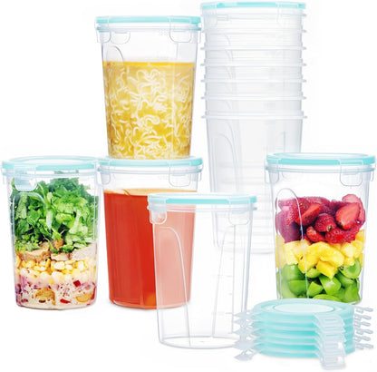 6 Pack 32oz Freezer Storage Containers, Soup Container with Airtight Lids, Reusable Plastic Meal Prep Container, Deli Containers for Lunch, Salad, Leftover, Oats, Microwave/Dishwasher Safe