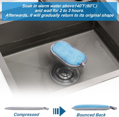 Non Scratch Scrub Sponge-6pack, Dual-Sided Sponges Kitchen(M,Gray-Blue)