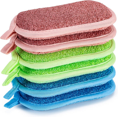Non Scratch Scrub Sponge-6pack, Dual-Sided Sponges Kitchen(M,Gray-Blue)