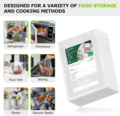 Precut Vacuum Sealer Bags 200 Quart 8" x 12", BPA Free