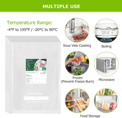 Precut Vacuum Sealer Bags 200 Quart 8" x 12", BPA Free