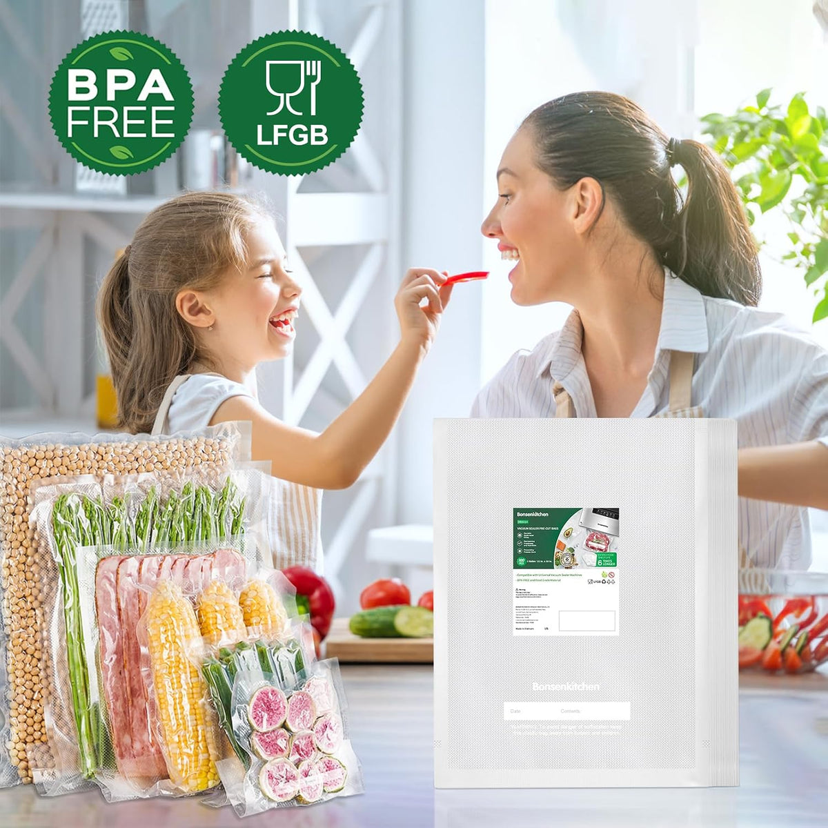 Precut Vacuum Sealer Bags 200 Quart 8" x 12", BPA Free
