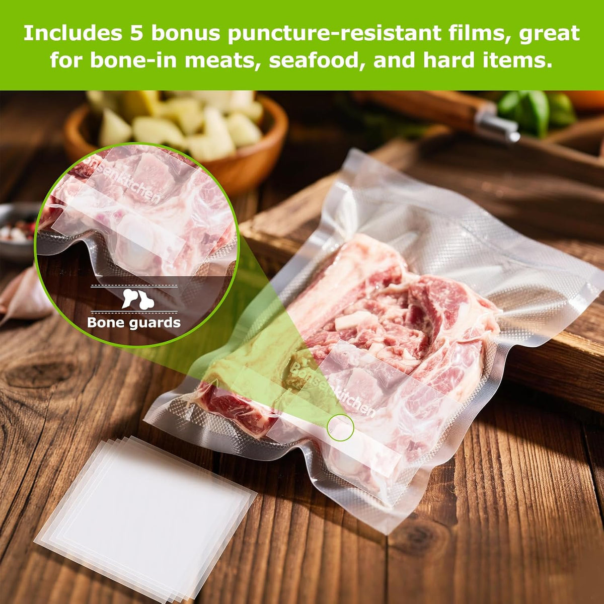 Precut Vacuum Sealer Bags 200 Quart 8" x 12", BPA Free